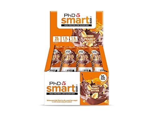 PhD Smart Bar, High Protein Low sugar chocolate coated snack (Dark Chocolate Caramel), 12 Bars
