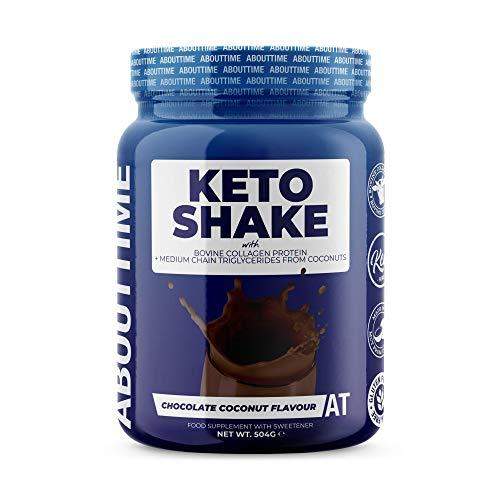 About Time High Protein Keto Shake - Chocolate Coconut - 504g - with MCT and Collagen - Carb Free Zone