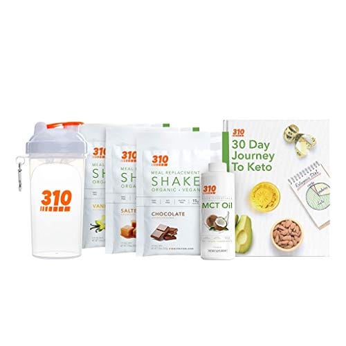 Keto Starter Kit by 310 Nutrition - Includes Vegan Organic Meal Replacement Shake, MCT Oil, Shaker Cup and E-Book (Variety)