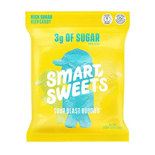 SmartSweets Low Calorie Plant-Based Free From Sugar Alcohols Candy, Sour Blast Buddies, 1.8 Ounce (Pack of 12), 21.6 Ounce