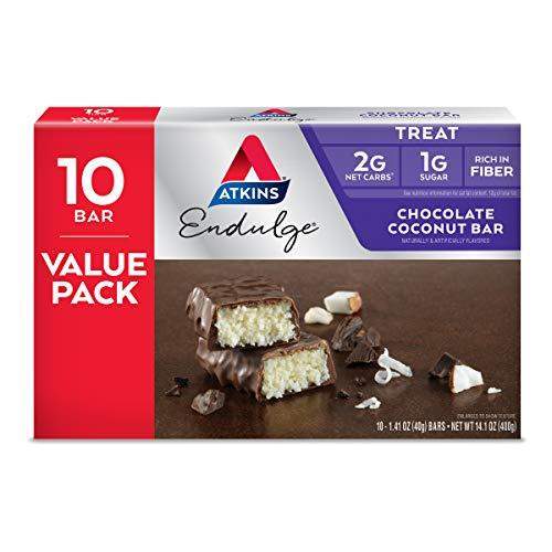 Atkins Endulge Treat Chocolate Coconut Bar. Rich Coconut & Decadent Chocolate. Keto-Friendly. Value Pack (10 Bars) - Carb Free Zone