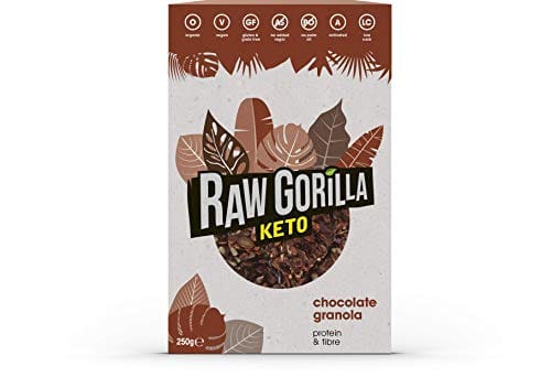 Raw Gorilla Keto Vegan Organic Keto Chocolate Granola Breakfast (1 x 250g) | Vegan | Organic | Keto | NO Added Sugar | Low CARB | Breakfast | Gluten-Free | Cereal