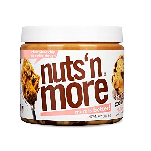 Nuts ‘N More Chocolate Chip Cookie Dough Peanut Butter Spread, All Natural Keto Snack, Low Carb, Low Sugar, Gluten Free, Non-GMO, High Protein Flavored Nut Butter (16 oz Jar)