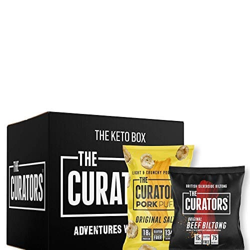 THE CURATORS Keto Snack Box (16 Items) - Biltong & Pork Puffs, High Protein, Low Carb Selection