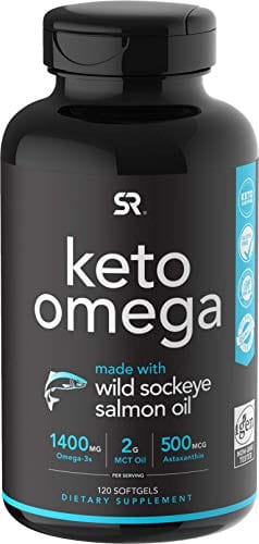 Keto Omega Fish Oil with Wild Sockeye Salmon, Antarctic Krill Oil, Astaxanthin & Coconut MCT Oil ~ 1200mg of EPA & DHA per Serving ~ Keto Certified & Non-GMO Verified (120 softgels)
