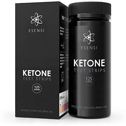 ESENSI Ketone Test Strips. 125 Keto Urine Dip Sticks Accurately Detect and Measure Fat Burning Ketosis Levels in Seconds. Professional UK Reagent Testing Kit for Low Carb or Diabetic Urinalysis - Carb Free Zone