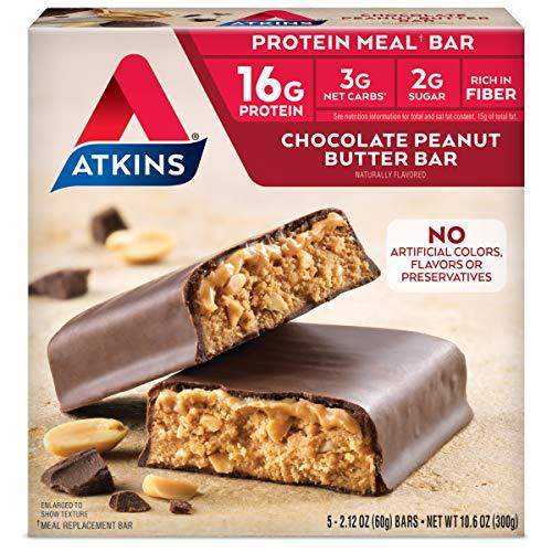 Atkins Protein Meal Bar, Chocolate Peanut Butter, Keto Friendly, 5 Count - Carb Free Zone