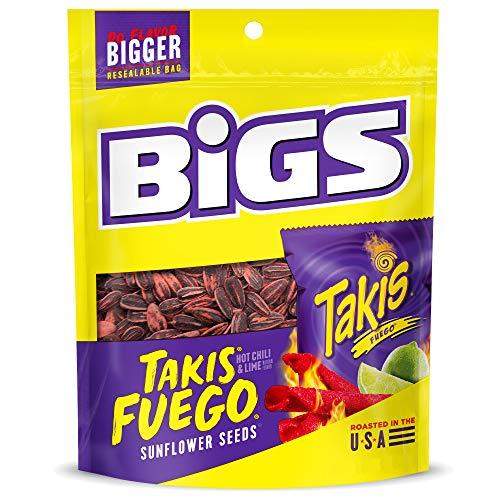 BIGS Takis Fuego Sunflower Seeds, Hot Chili Lime Flavor, Keto Friendly Snack, 5.35 oz. (Pack of 8) - Carb Free Zone