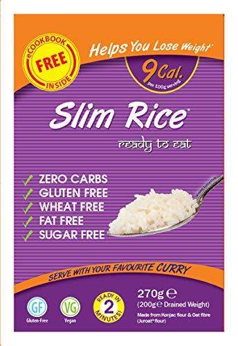 Eat Water Slim Rice Zero Carbohydrate 5 Pack * 270 Grams | Made from Gluten Free Konjac Flour | Keto Paleo Diet and Vegan | Zero Sugar and Low Calorie Food | Free 60-Recipe e-Cook Book Inside - Carb Free Zone