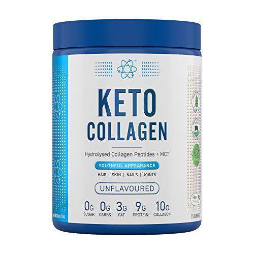 Applied Nutrition Keto Collagen Protein Powder, Hydrolysed Collagen Peptides + MCT Healthy Fats, Ketogenic & Paleo Diet, Zero Sugar & Carbs, Healthy Skin, Nails, Hair, Bones, Unflavoured, 325g - Carb Free Zone
