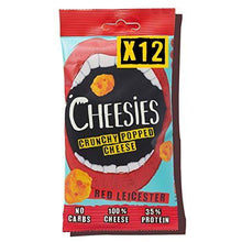 Load image into Gallery viewer, CHEESIES Crunchy Cheese Snack, Red Leicester. No Carb, No Sugar, High Protein, Gluten Free, Vegetarian, Keto 12 x 20g Bags - Carb Free Zone
