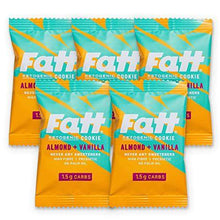 Load image into Gallery viewer, Fatt (aka Fattbar) Ketogenic Butter Cookies (Almond &amp; Vanilla, 5-Pack) | New Name - Same Keto Cookie | 1.5g Carbs | Super Fats Natural Keto Snacks | Low Carb, High Fibre, Low Sugar, Sweetener Free - Carb Free Zone
