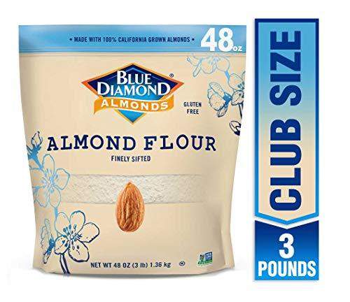 Blue Diamond Almond Flour, Gluten Free, Blanched, Finely Sifted 3 Pound bag - Carb Free Zone