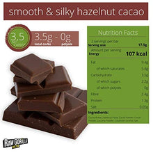 Load image into Gallery viewer, Raw Gorilla Smooth &amp; Silky Hazelnut Keto Chok (10 x 35g) | Chocolate | No Sugar Added | Vegan | Organic | Keto-Friendly | Sugar-free Chocolate (Smooth &amp; Silky Hazelnut, Case of 10)

