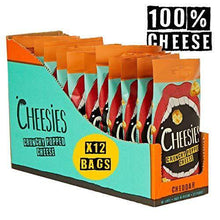 Load image into Gallery viewer, CHEESIES Crunchy Cheese Snack, Cheddar. No Carb, No Sugar, High Protein, Gluten Free, Vegetarian, Keto (12 x 20g Bags) - Carb Free Zone
