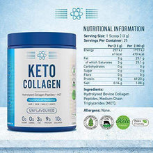 Load image into Gallery viewer, Applied Nutrition Keto Collagen Protein Powder, Hydrolysed Collagen Peptides + MCT Healthy Fats, Ketogenic &amp; Paleo Diet, Zero Sugar &amp; Carbs, Healthy Skin, Nails, Hair, Bones, Unflavoured, 325g - Carb Free Zone
