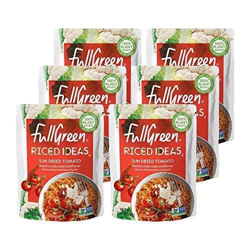 Fullgreen, Riced Ideas, Sun Dried Tomato, Cauliflower Rice in Sauce case of 6 pouches - the perfect low-carb, Keto meal or side - Carb Free Zone