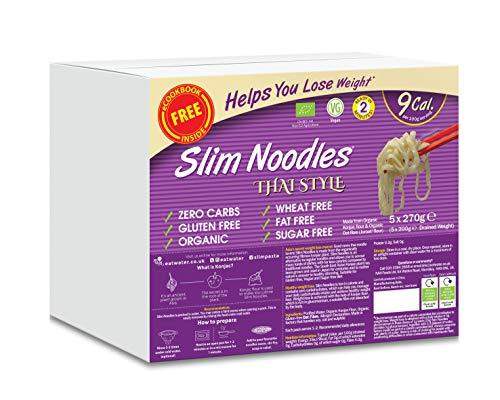Eat Water Slim Pasta Thai Style Noodles Zero Carbohydrate Enviro 5 Pack * 270 Grams | Made from Gluten Free Organic Konjac Flour | Keto Paleo Diet and Vegan | Zero Sugar and Low Calorie Food - Carb Free Zone