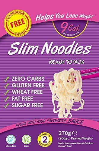 Eat Water Slim Noodles Zero Carbohydrate 5 Pack * 270 Grams | Made from Gluten Free Konjac Flour | Keto Paleo Diet and Vegan | Zero Sugar and Low Calorie Food | Free 60-Recipe e-Cook Book Inside - Carb Free Zone