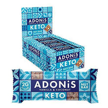 Load image into Gallery viewer, Adonis Keto Bar | Coconut Vanilla Snack Bars | 100% Natural Nut Snacks, Low Carb, Vegan, Gluten Free, Low Sugar, Paleo - Box of 16 - Carb Free Zone

