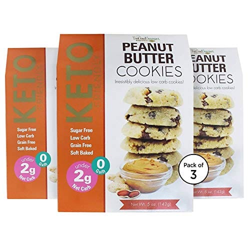 Too Good Gourmet Keto Cookies, Soft-Baked Healthy Snacks, Sugar and Grain-Free Low Carb Keto Snacks, Delicious Healthy Sweets with Less Than 2g Net Carbs (Variety Pack of 3, 5oz Boxes, Peanut Butter)