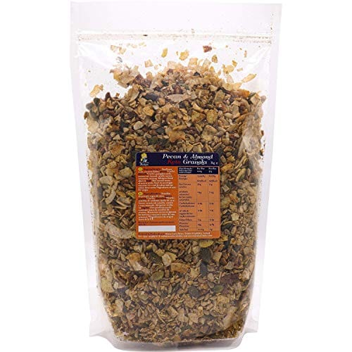 Maria Lucia's Keto Granola 1KG Resealable Bulk Bag, Pecan & Almond - Low Carb - No Gluten - No Added Sugar, Salt or Palm Oil - High Fibre - Healthy & Natural Breakfast Cereal - LCHF