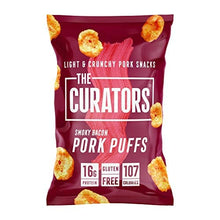 Load image into Gallery viewer, THE CURATORS Pork Puffs - Smoky Bacon, 22g (12 Packs) - High Protein Low Carb Keto Savoury Snacks with Crunch
