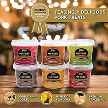 Load image into Gallery viewer, Mr Tubs Pork Crackling – Mixed Flavour Tubs of Premium Double Hand Cooked Crackling - Ideal Low Carb, Keto &amp; Paleo Friendly Meat Scratching Snack (16 x 55g Tubs)
