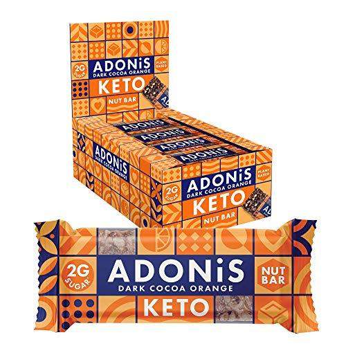 Adonis Keto Bar | Dark Chocolate Orange Snack Bars | 100% Natural Snacks, Low Carb, Vegan, Gluten Free, Low Sugar, Paleo (Pack of 16) - Carb Free Zone