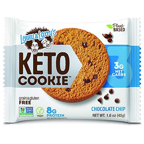 Lenny & Larry's Keto Cookie, Chocolate Chip, Soft Baked, 8g Plant Protein, 3g Net Carbs, Vegan, Non-GMO, 1.6 Ounce Cookie (Pack of 12)