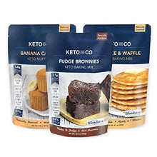Load image into Gallery viewer, Keto and Co | Keto Baking Mix Variety Pack | Keto Fudge Brownie Mix, Pancake &amp; Waffle Mix, Banana Caramel Muffin Mix | 3 Bags | Gluten-Free, Keto &amp; Diabetic Friendly, Naturally Sweetened
