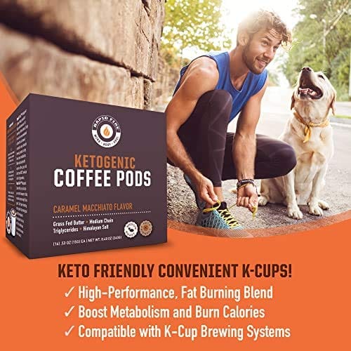 Rapid Fire Caramel Macchiato Ketogenic High Performance Keto Coffee Pods Supports Energy Metabolism Weight Loss Ketogenic Diet 16 Single Serve K Cup Pods Carb Free Zone