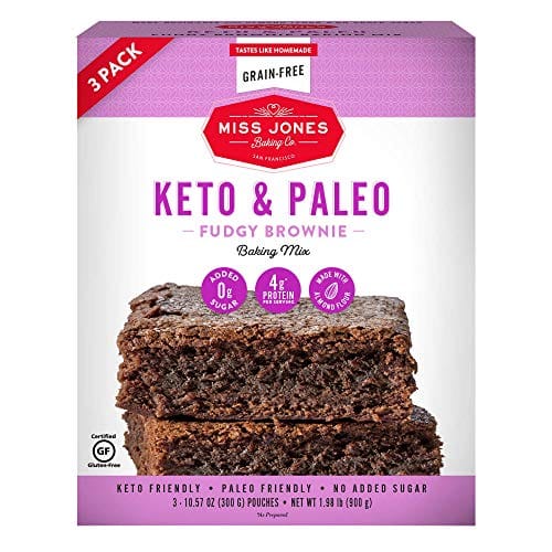 Miss Jones Baking Keto Brownie Mix - Gluten Free, Low Carb, No Sugar Added - Diabetic, Atkins, WW, and Paleo Friendly (3 Count Case)