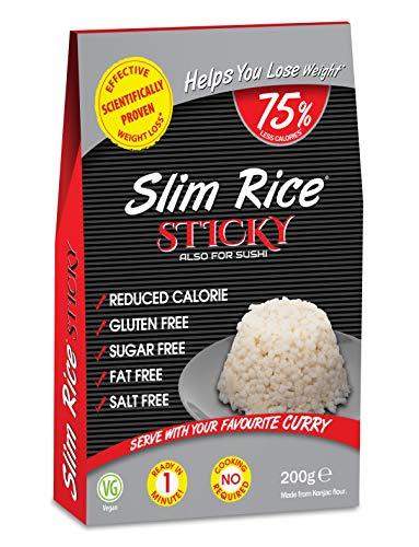 Eat Water Slim Pasta No Drain 200 Gram Paleo Diet and Vegan | Zero Sugar and Low Calorie Food (Sticky Rice, 5) - Carb Free Zone