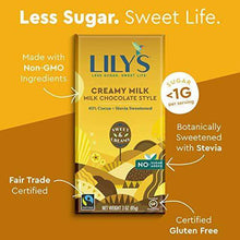 Load image into Gallery viewer, Creamy Milk Chocolate Bar by Lily&#39;s | Stevia Sweetened, No Added Sugar, Low-Carb, Keto Friendly | 40% Cocoa | Fair Trade, Gluten-Free &amp; Non-GMO | 3 ounce, 12-Pack - Carb Free Zone
