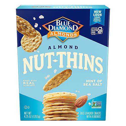 Blue Diamond Almond Nut Thins Cracker Crisps, Hint of Sea Salt, 4.25 Ounce (Pack of 6) - Carb Free Zone
