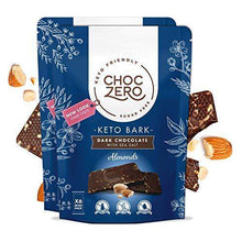 Load image into Gallery viewer, ChocZero&#39;s Keto Bark, Dark Chocolate Almonds with Sea Salt. Sugar Free, Low Carb. No Sugar Alcohols, No Artificial Sweeteners, All Natural, Non-GMO (2 bags, 6 servings/each) - Carb Free Zone
