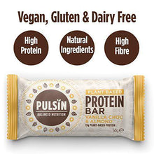 Load image into Gallery viewer, Pulsin Healthy Snack Natural Plant Based Vegan Free From Vanilla Choc Chip Protein Bar 18x50g
